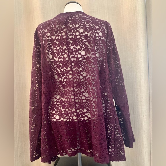 Lane Bryant 22/24 Sheer Floral Lace Blouse Tunic Gorgeous Detailed Design - Picture 8 of 11